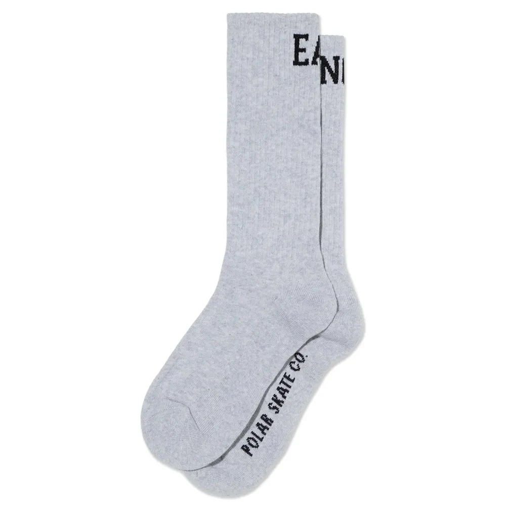 Polar Skate Co Rib Easy Now Heather Grey 43-46 Long Socks