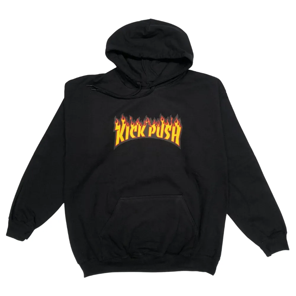 Kick Push Flame Black Hoodie [Size: S]