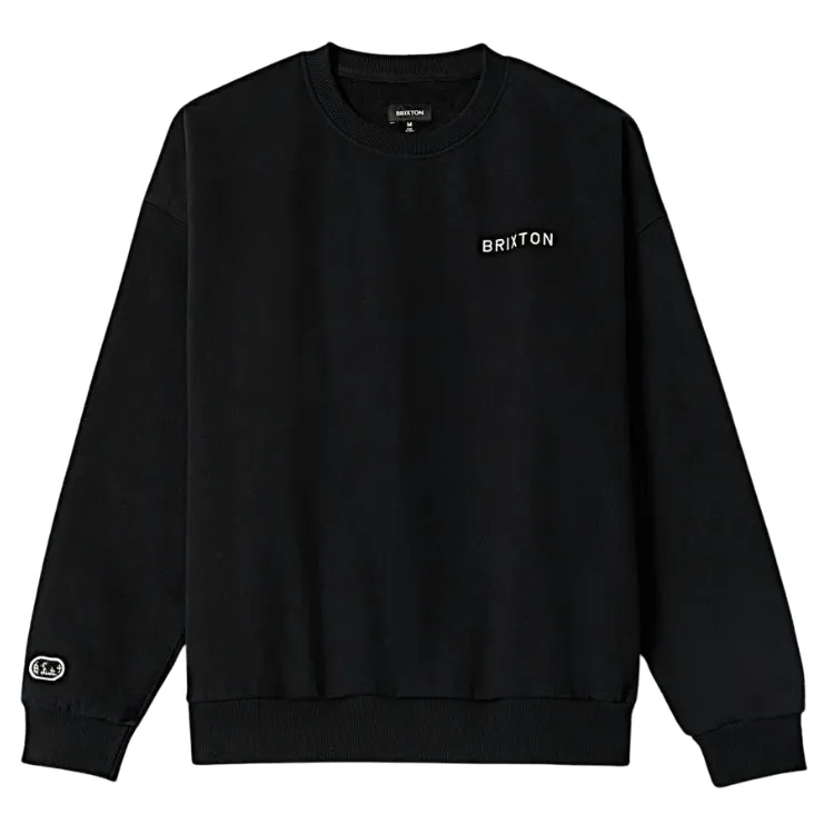 Brixton Embroidered Heavy Weight Black Crew Jumper [Size: L]