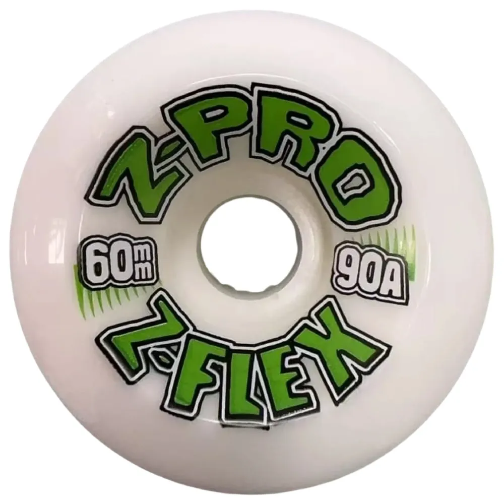 Z-Flex Z Pro White Green 90A 60mm Skateboard Wheels
