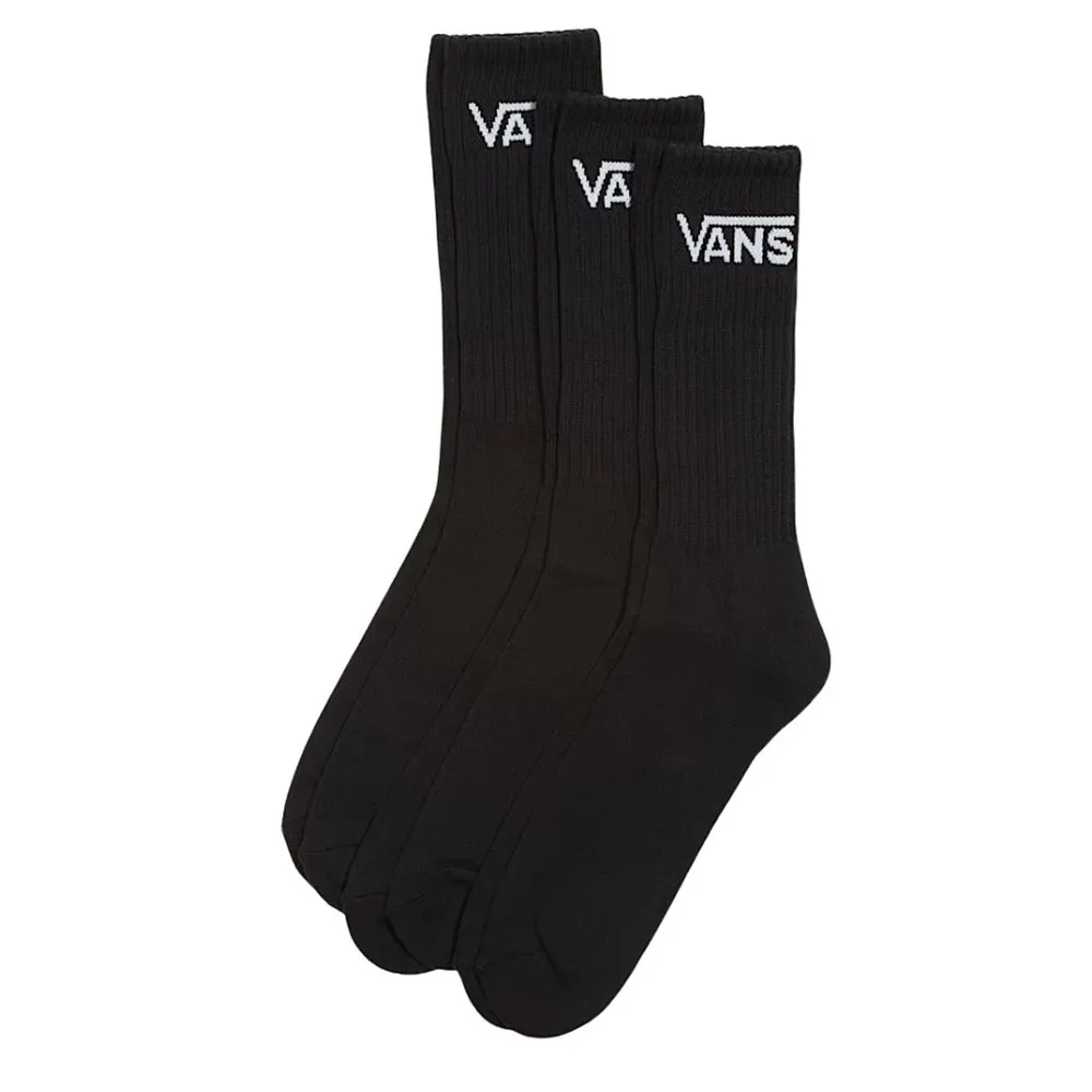 Vans Classic Crew Black 3 Pair Socks [Size: L]