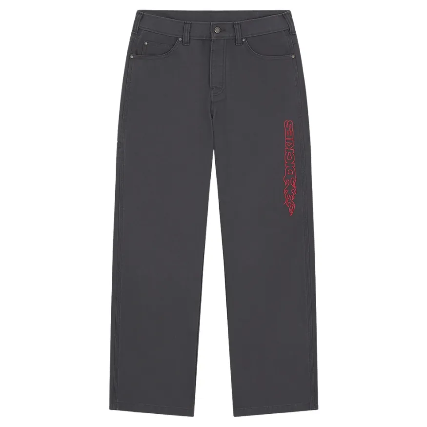 Dickies Nashport Double Knee Charcoal Baggy Pants [Size: 34]