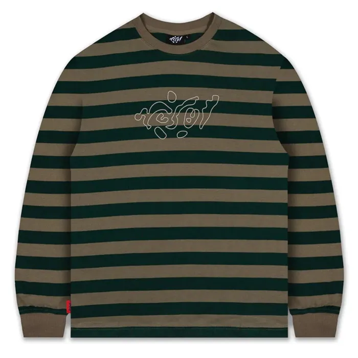Buzzcut Jigsaw Stripe Green Long Sleeve Shirt [Size: L]