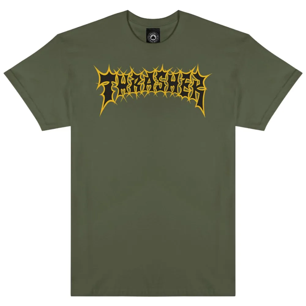 Thrasher Spikey Military Green T-Shirt [Size: L]