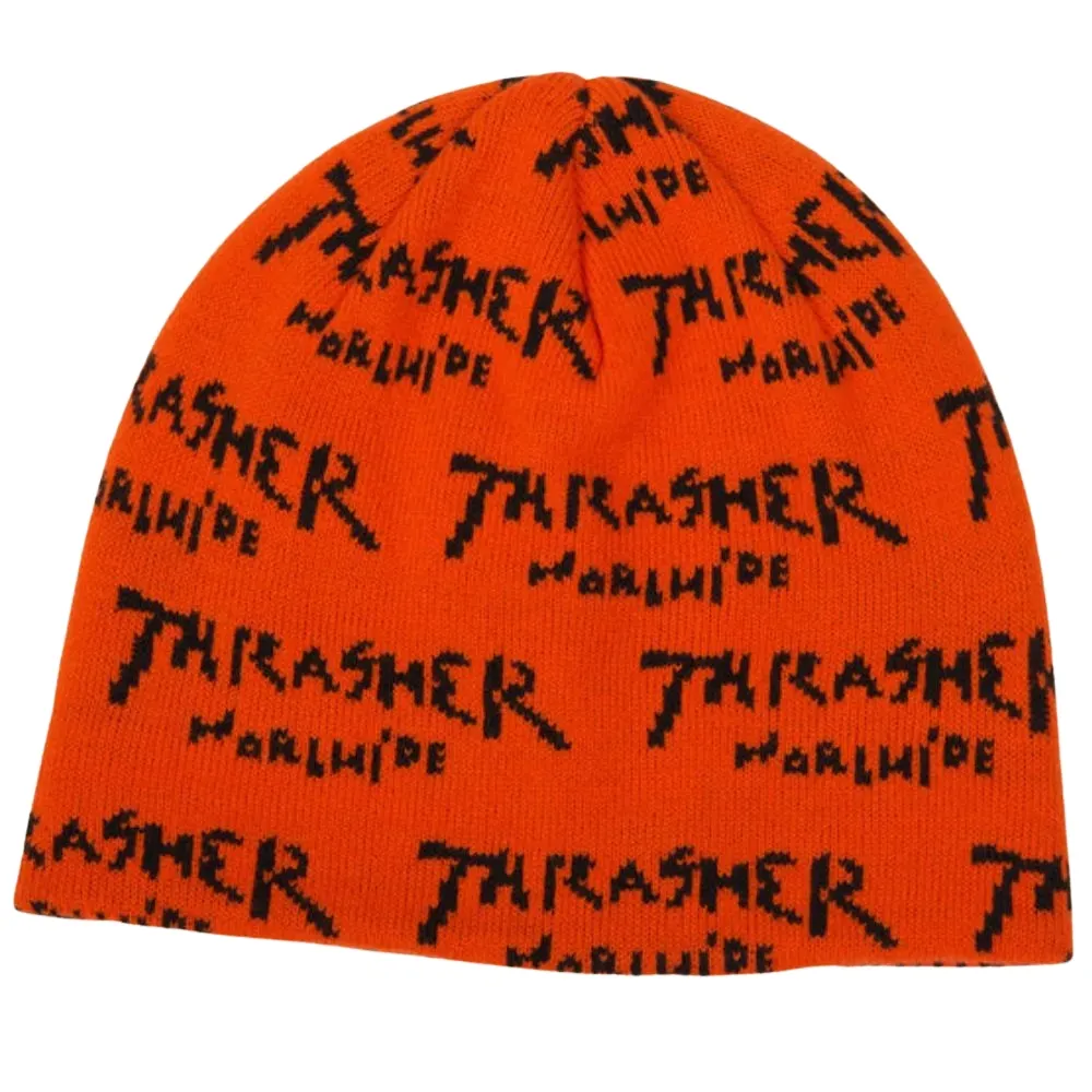 Thrasher Worldwide Skully Orange Beanie