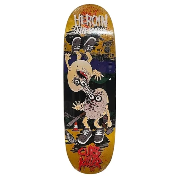 Heroin Curb Killer 9 Merged Yellow 10.0 Skateboard Deck