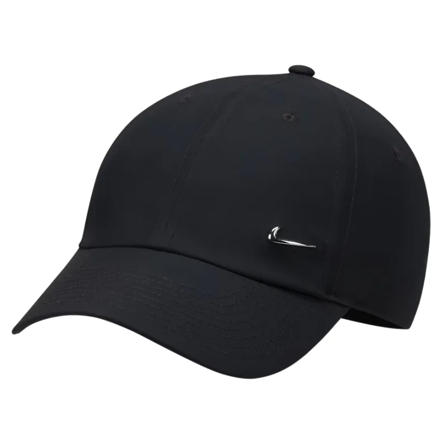 Nike Dri-FIT Club Metal Swoosh Black Metallic Silver Hat [Size: L/XL]