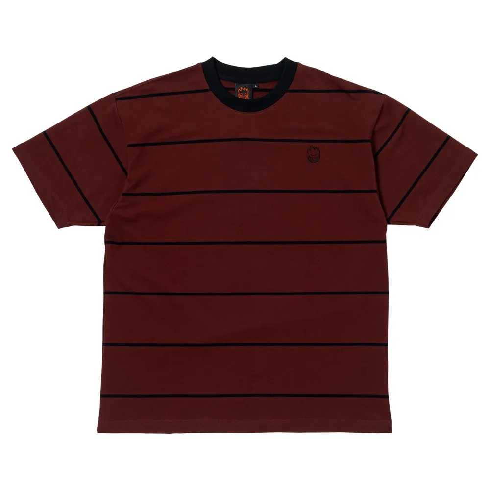 Spitfire Bighead EMB Stripe Burgundy T-Shirt [Size: XL]