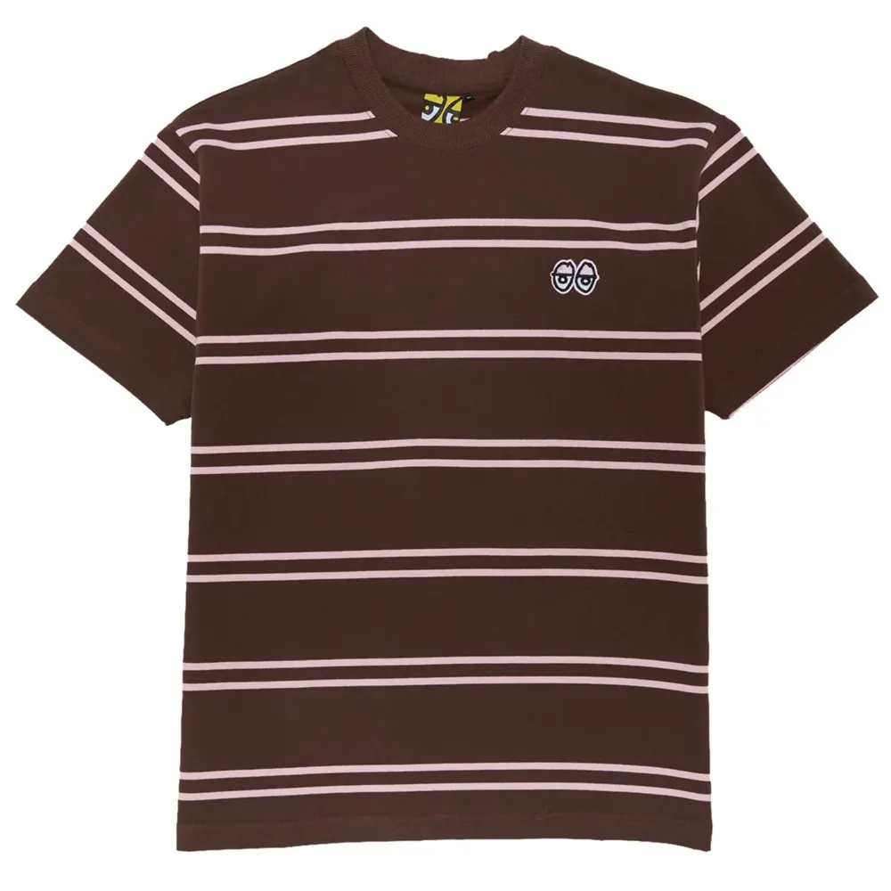 Krooked Eyes EMB Stripe Brown T-Shirt [Size: M]