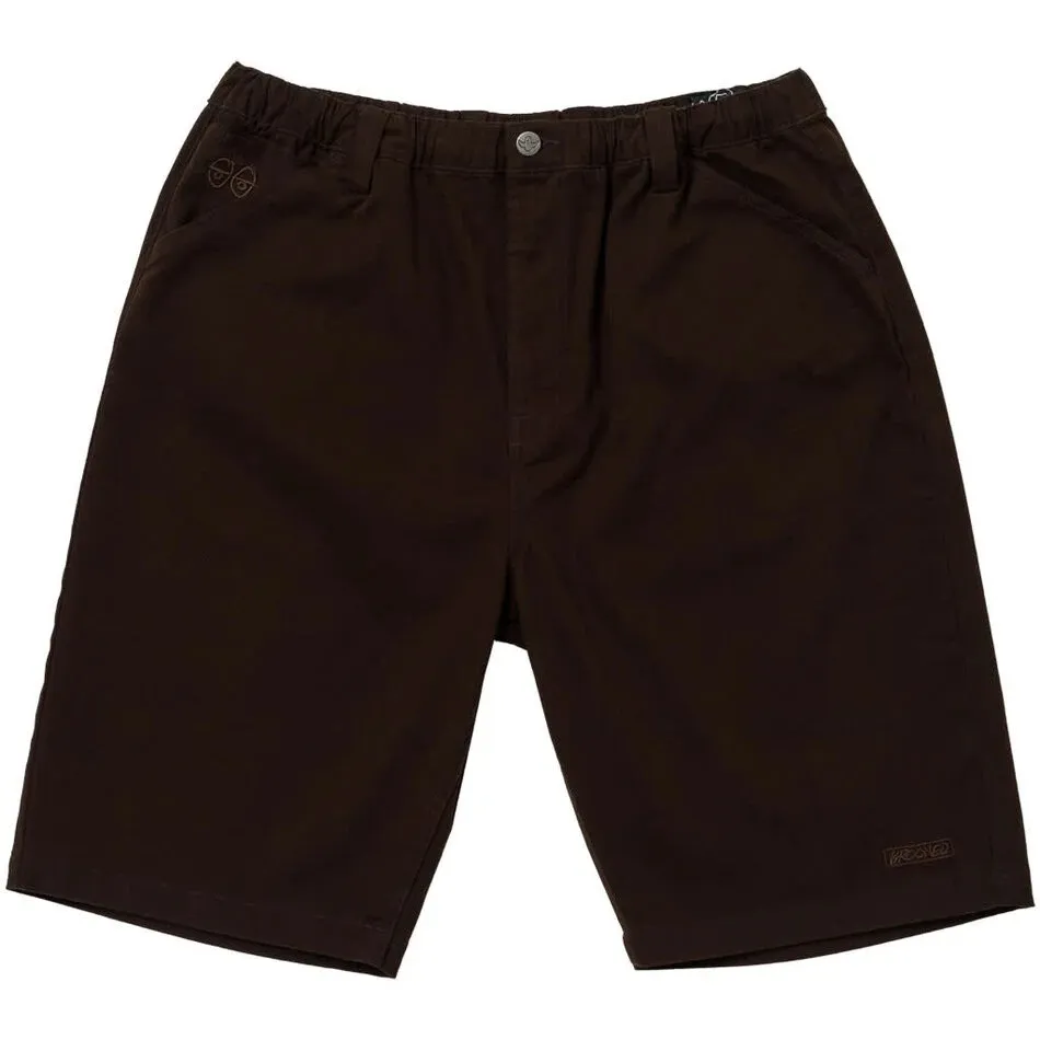 Krooked Eyes Twill Brown Shorts [Size: 32]