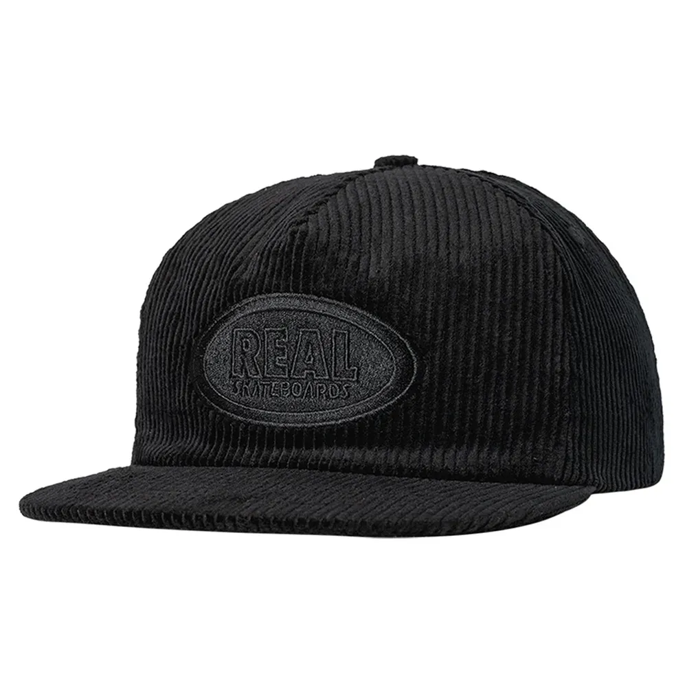 Real Skateboards Oval Black Black Snapback Hat
