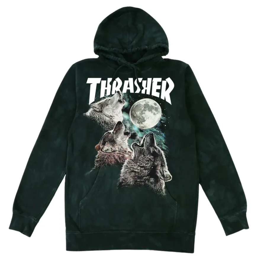 Thrasher Wolves Washed Black Hoodie [Size: M]