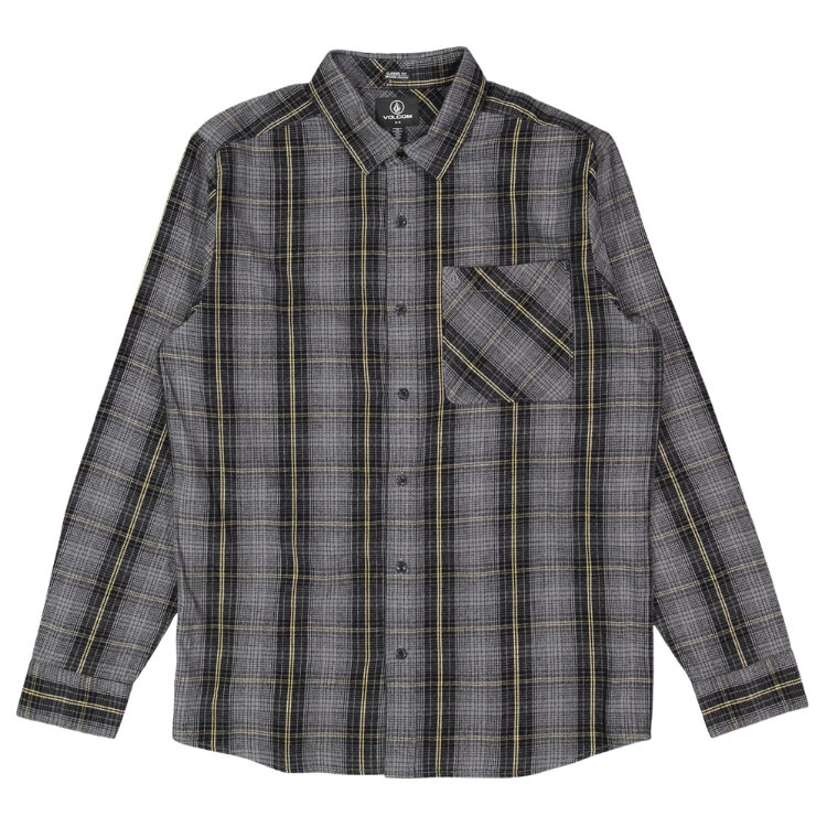 Volcom Heavy Twills Gloss Black Button Up Long Sleeve Flannel [Size: L]