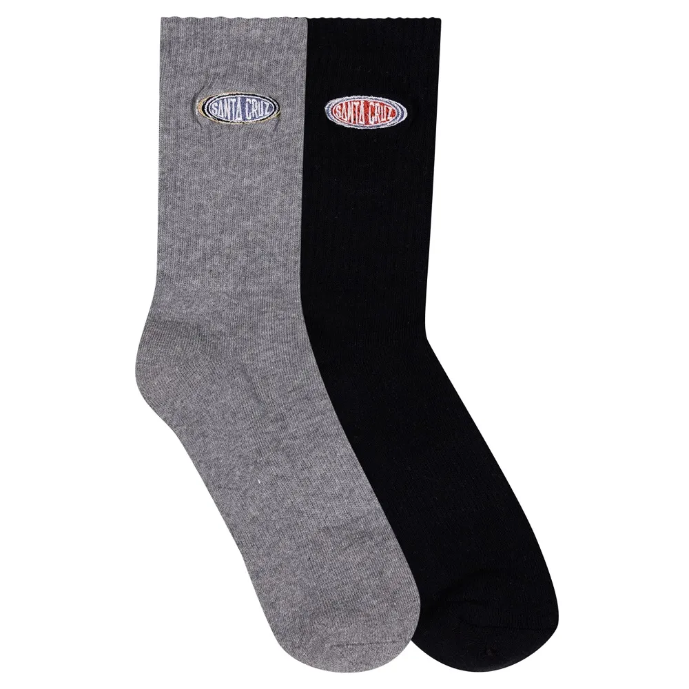 Santa Cruz Region Black Grey Marle 2 Pairs Socks