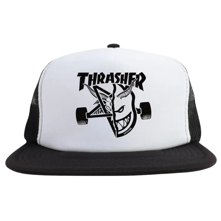Thrasher X Spitfire Thrash & Burn Black White Trucker Hat