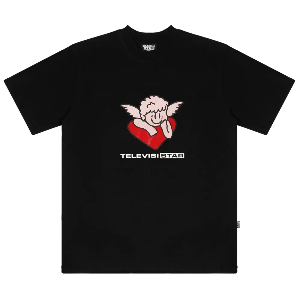 Televisi Star Pink Love Black T-Shirt [Size: M]