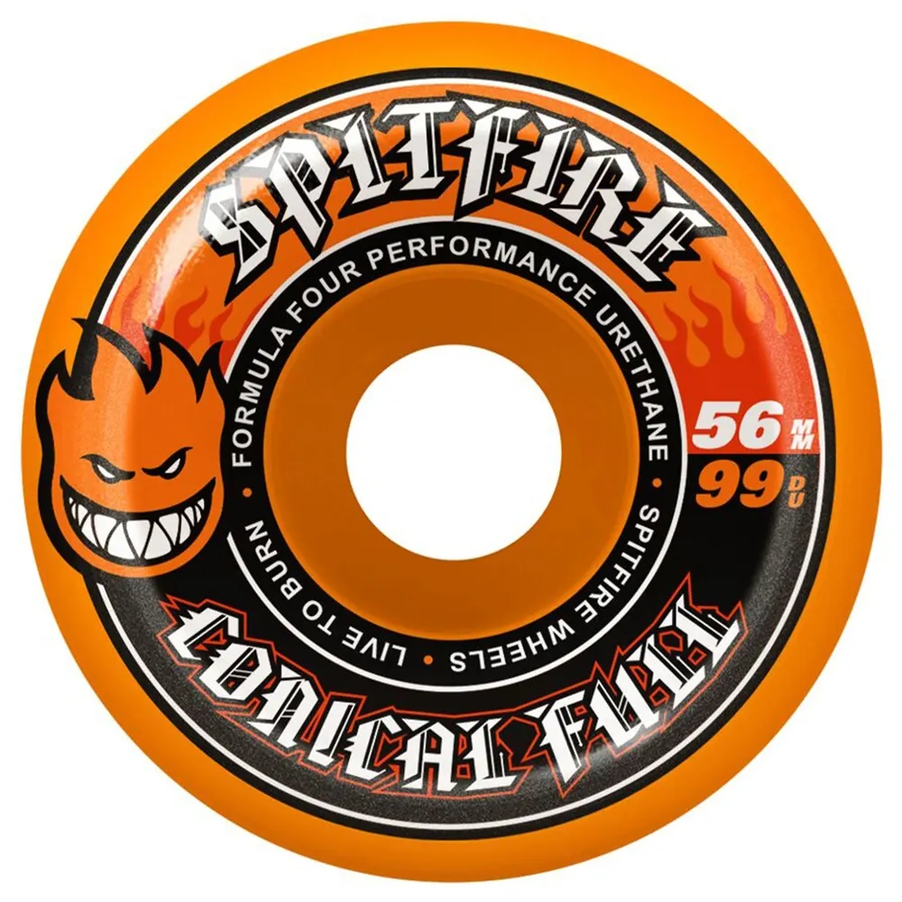 Spitfire Conical Full Orange F4 99D 56mm Skateboard Wheels