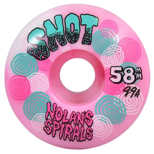 Snot Wheel Co Nolan Wide Boys Pink White Swirl 99A 58mm Skateboard Wheels