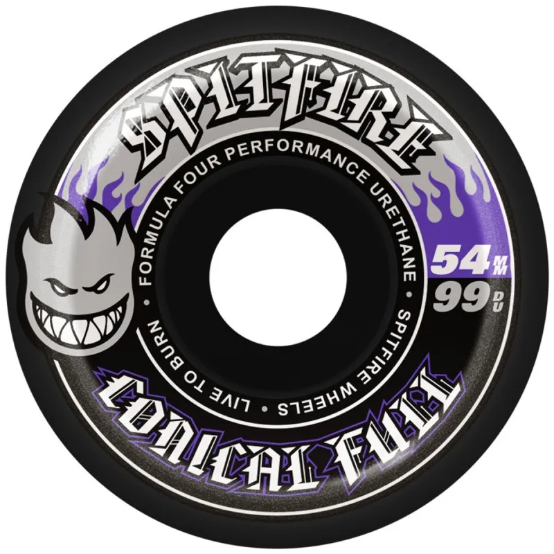 Spitfire Team Conical Full Black F4 99D 54mm Skateboard Wheels