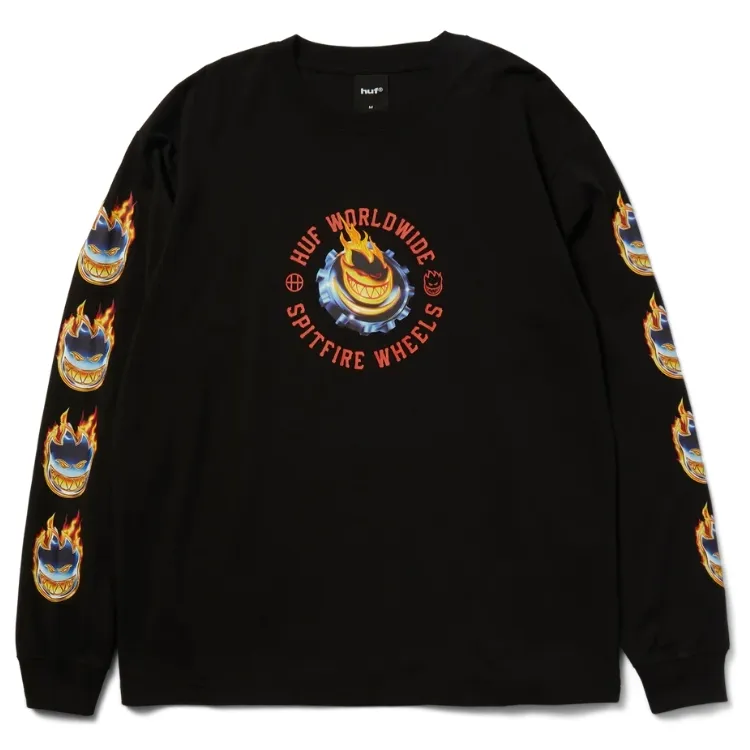 HUF X Spitfire Chrome Head Black Long Sleeve Shirt [Size: M]