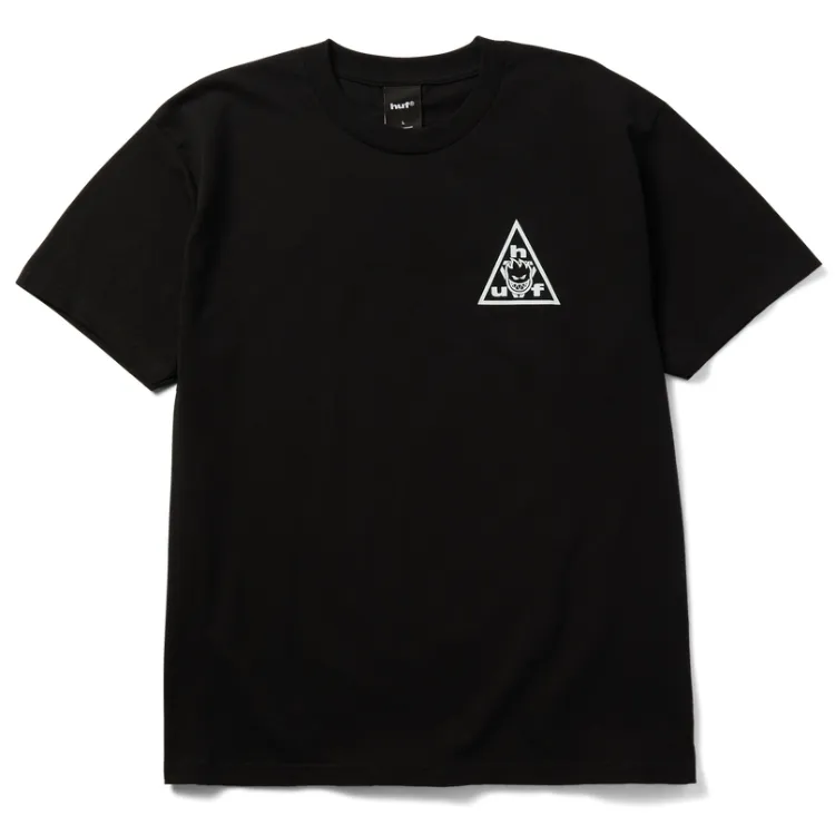 HUF X Spitfire Sticker Triple Triangle Black T-Shirt [Size: L]