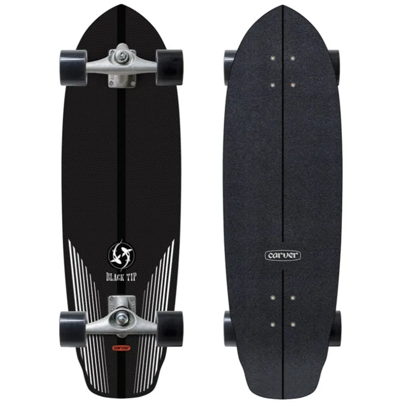 Carver Black Tip Carbon CX Surfskate Skateboard