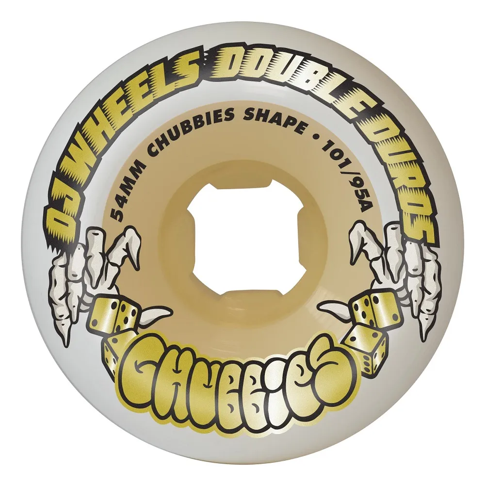 OJ Double Duro Chubbies White Gum 101A/95A 54mm Skateboard Wheels