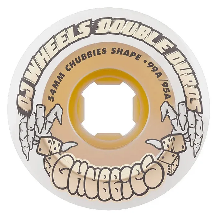 OJ Double Duro Hardline White Gum 99A/95A 54mm Skateboard Wheels
