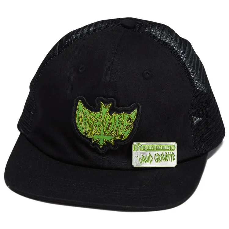 Creature Hippie Skull Black Trucker Hat