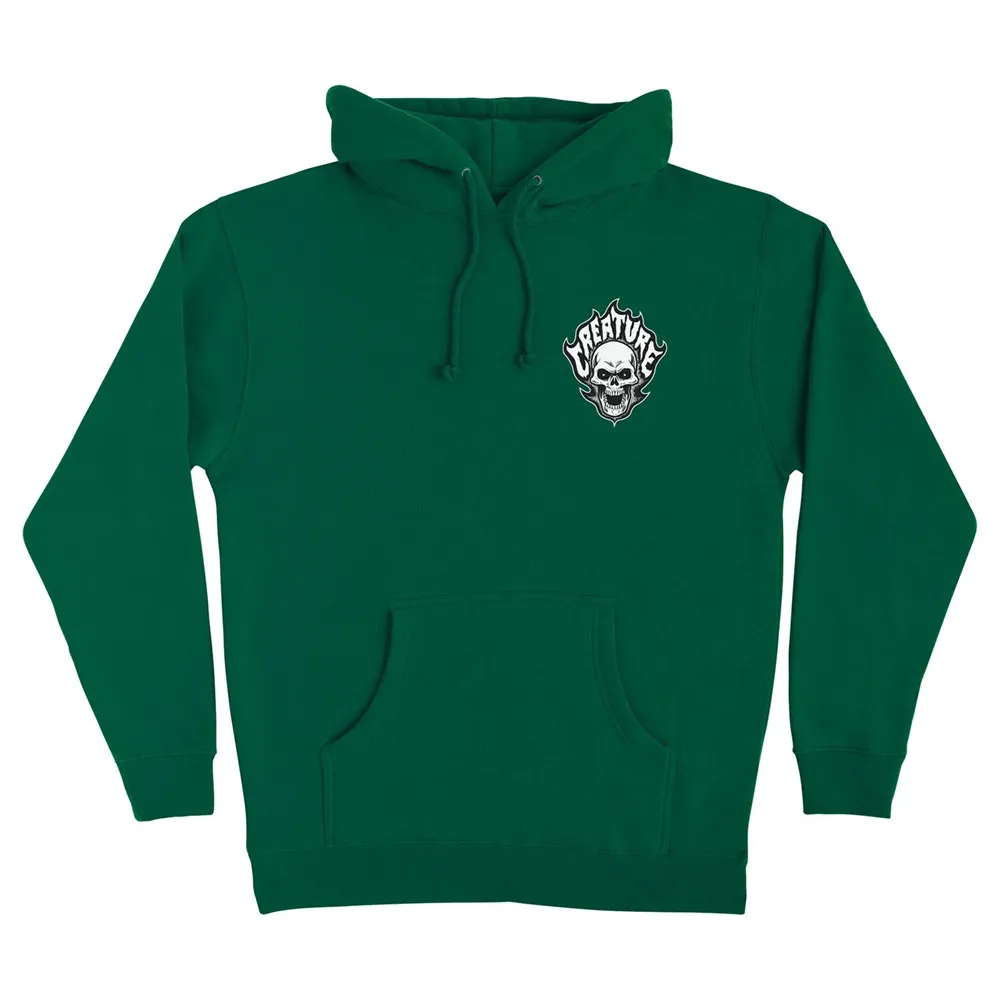 Creature Bonehead Flame Forest Green Hoodie [Size: L]