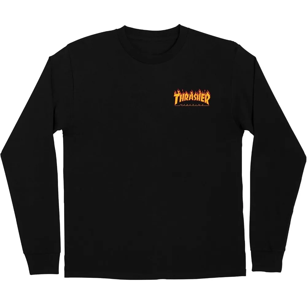 Santa Cruz X Thrasher Flame Dot Black Long Sleeve Shirt [Size: L]