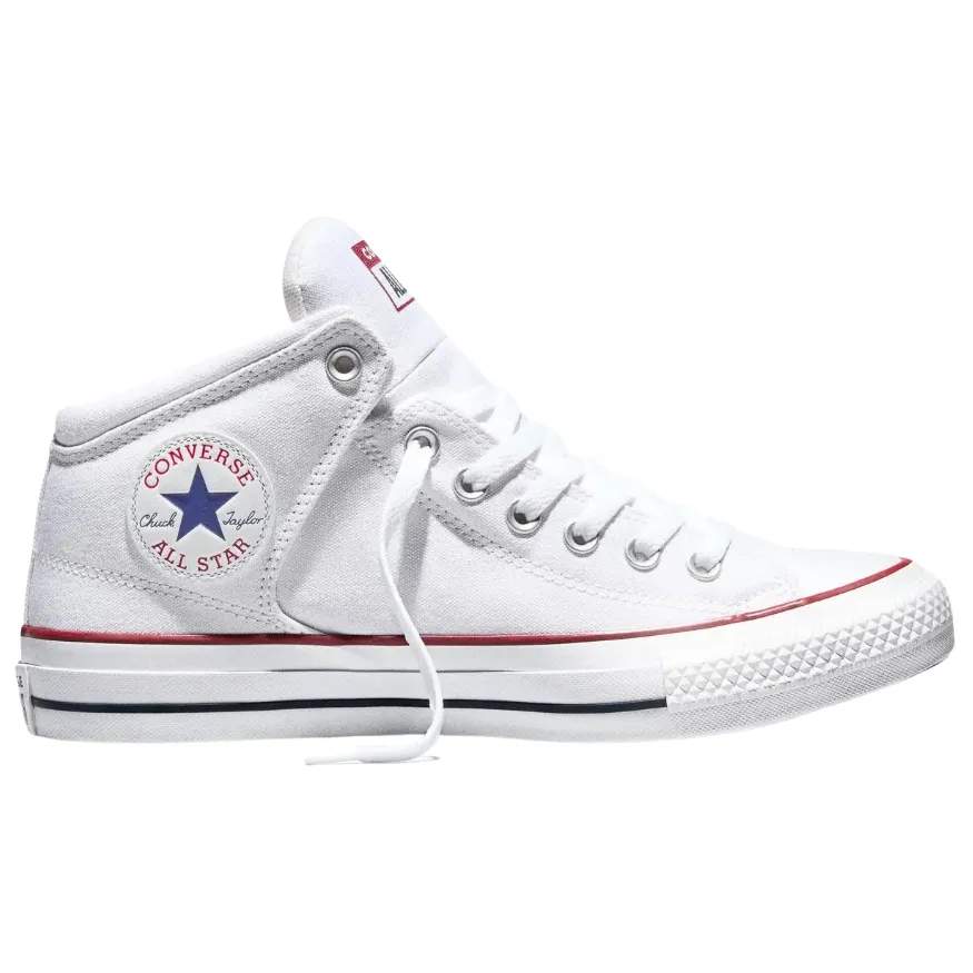 Converse Chuck Taylor All Star High Street Mid White Red Clematis Blue Shoes [Size: US 9]