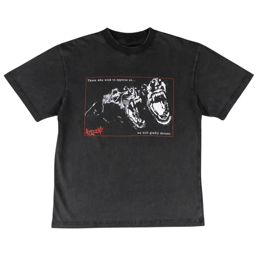Welcome Skateboards Snarl Boxy Vintage Black T-Shirt [Size: L]