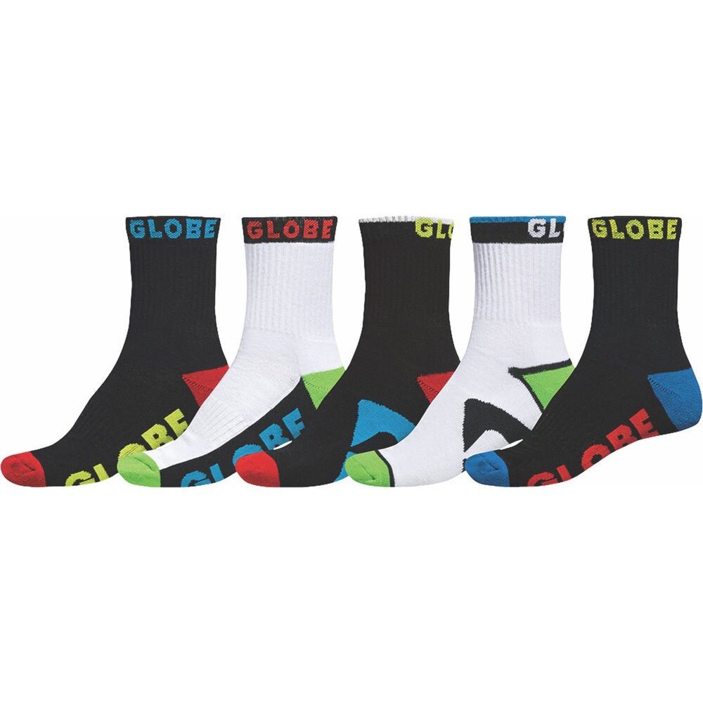 Globe Destroyer Crew 5 Pairs Assorted Youth Socks