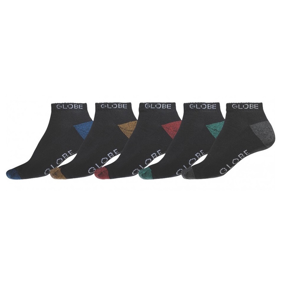 Globe Ingles Ankle Sport 5 Pairs Black Mens Socks