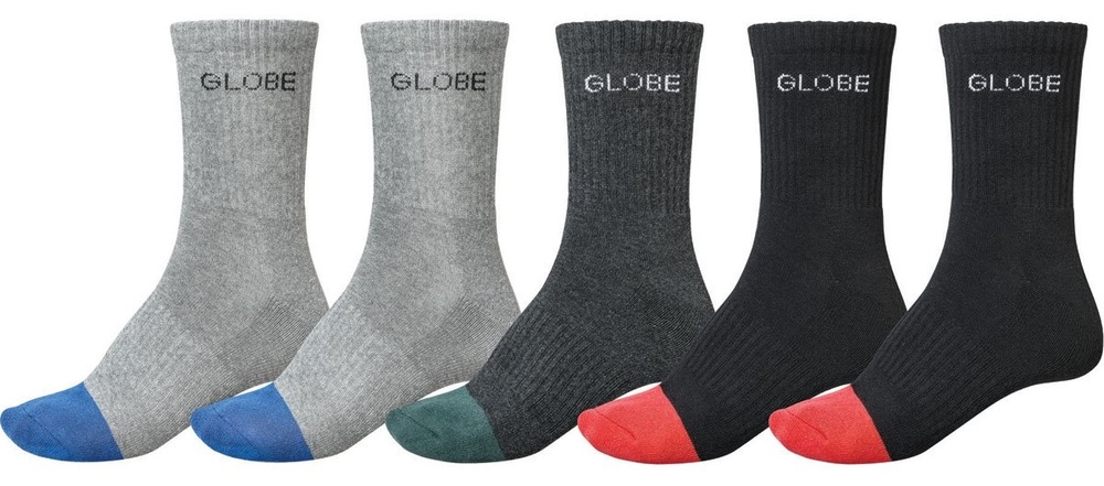 Globe Mens Socks 5 Pairs Assorted Ellis Crew