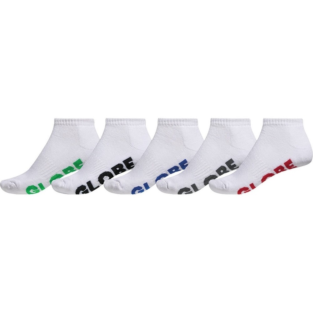 Globe Mens Socks 5 Pairs White Stealth Ankle  Large US 12 to 15