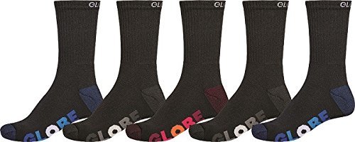 Globe Mens Socks 5 Pairs Black Multi Stripe Crew