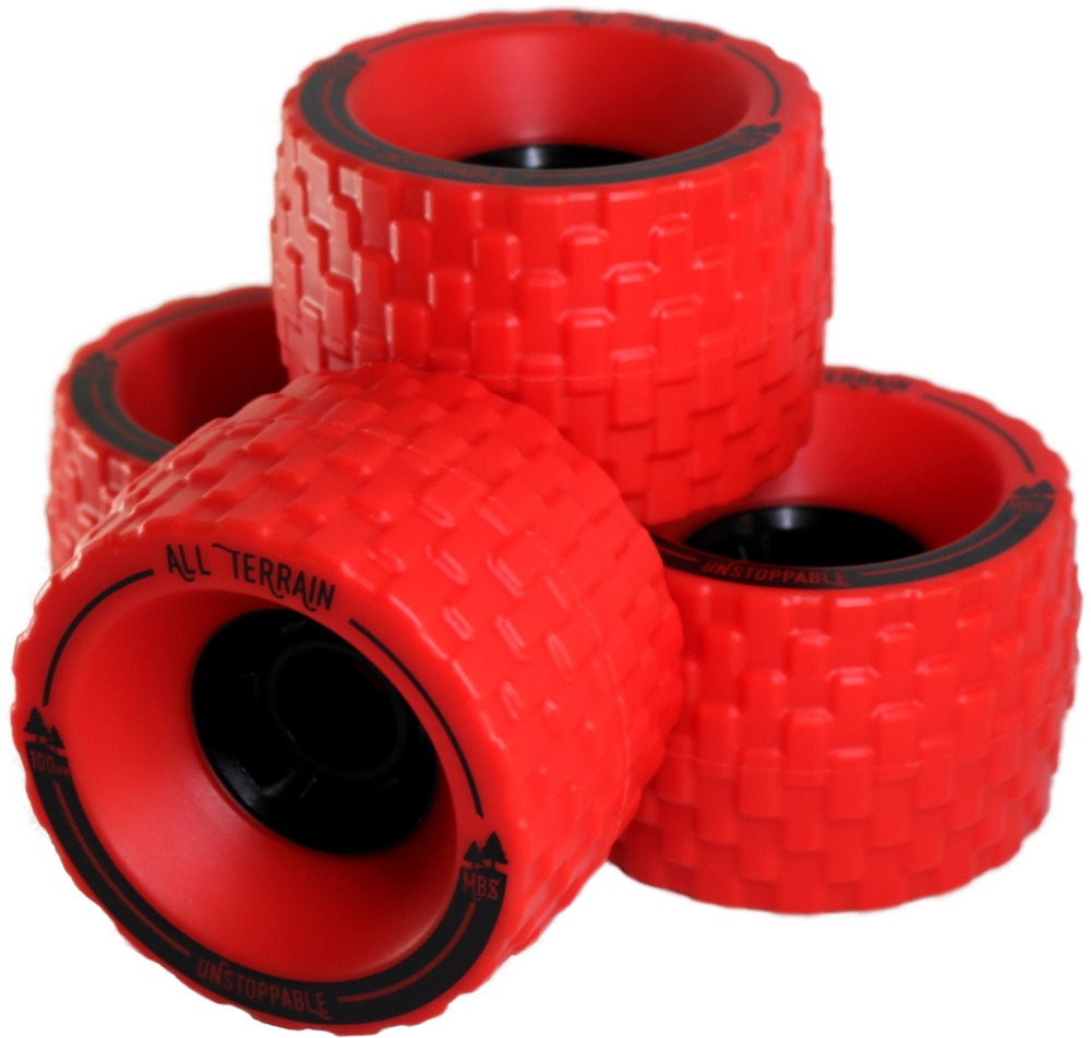 Mbs All Terrain Skateboard Wheels Set 100mm Red