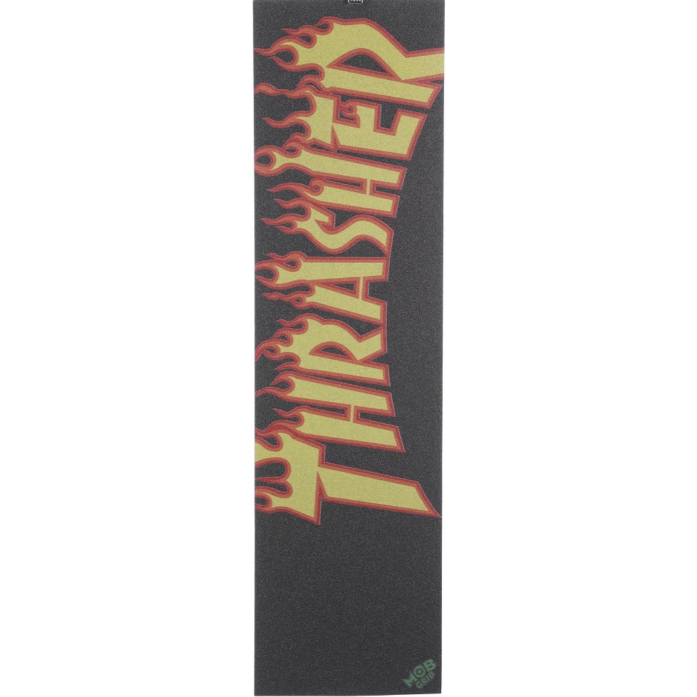 Thrasher X Mob Flame Yellow Orange Perforated 9 x 33 Skateboard Grip Tape Sheet