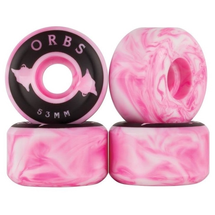 Welcome Skateboard Wheels Orbs Specters Swirls Pink White 53mm 99A