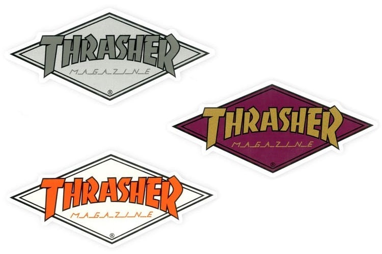 Thrasher Diamond Logo White Orange Sticker