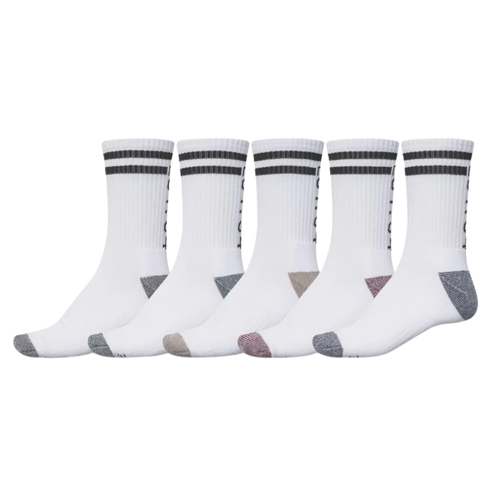 Globe Carter Crew 5 Pairs White Mens Socks