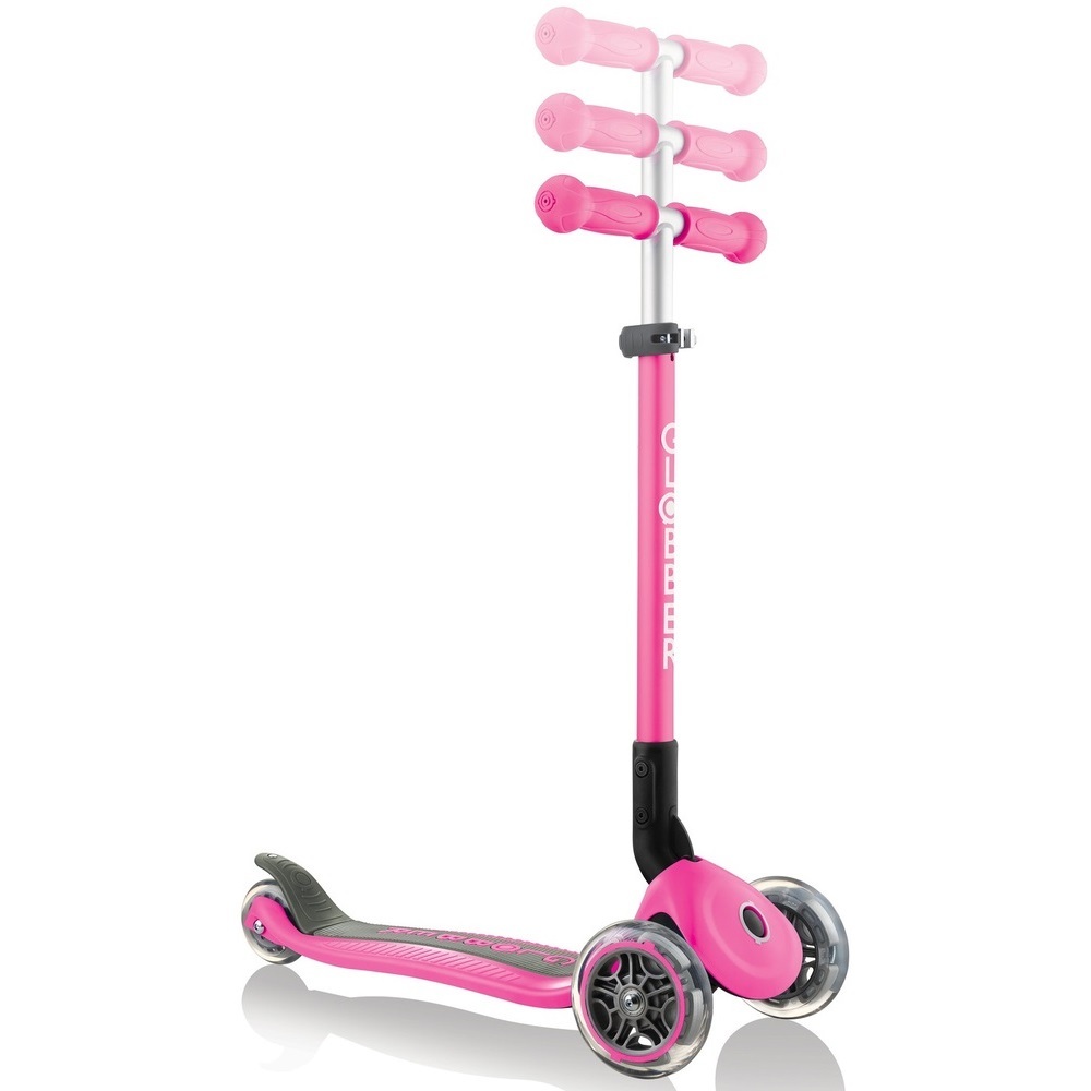 Globber Primo Foldable Anodized T-Bar 3 Wheel Deep Pink Scooter