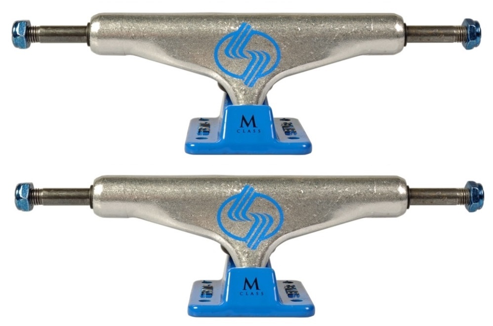 Silver Skateboard Trucks 7.75 MClass Hollow Polished Blue Set Of 2 Trucks