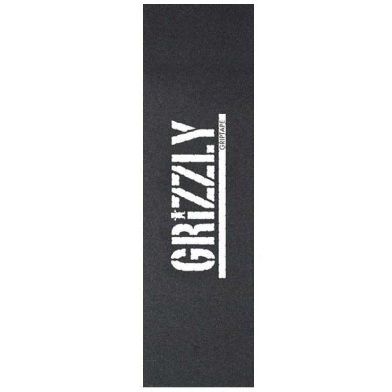 Grizzly Skateboard Grip Tape Sheet Stamp White 9 x 33