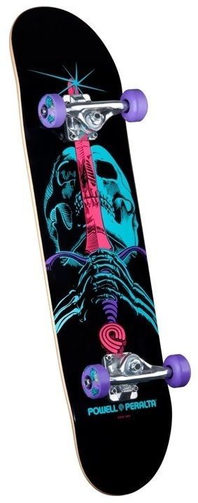 Powell Peralta Skateboard Complete Skull & Sword Black Light Purple