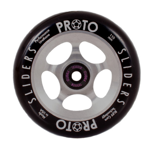Proto Sliders 110mm Scooter Wheels Set Of 2 Black Silver