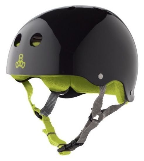 Triple 8 Brainsaver Sweatsaver Helmet Black Gloss Green  Size Large Skate Scooter