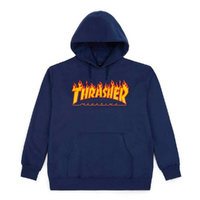 Thrasher Hoodie Flame Logo Navy Youth